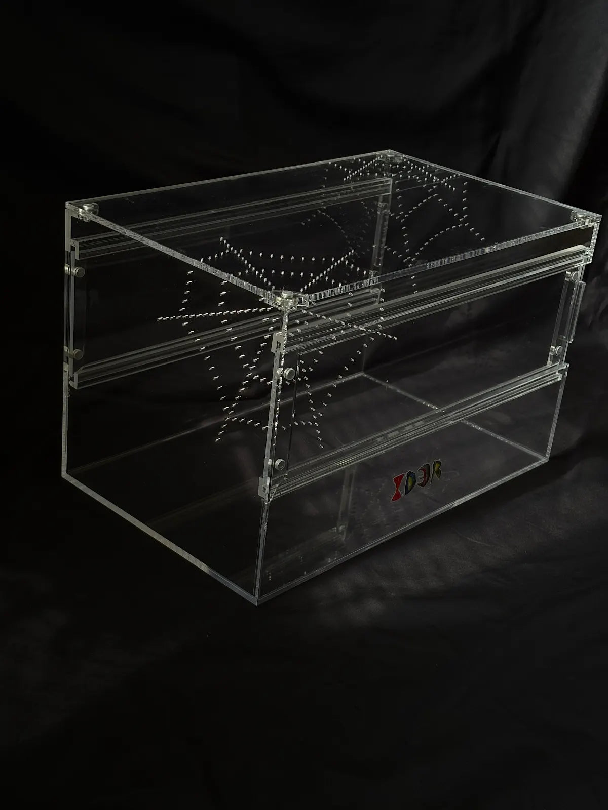 Large Terrestrial Acrylic Enclosure - 40x25x25cm - Dual Magnetic Sliding Doors & Removable Lid